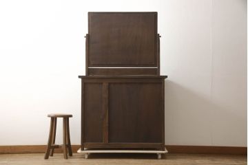中古　軽井沢彫り　牡丹の彫刻に目を奪われるドレッサー(ドレッシングチェスト、鏡台、ミラー、引き出し、化粧台)(R-063416)