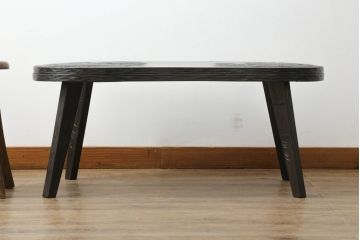 和製ビンテージ　軽井沢彫り　ビーンズ型の曲線デザインがお洒落なローテーブル(サイドテーブル、カフェテーブル、コーヒーテーブル、座卓、センターテーブル、ヴィンテージ)(R-063422)