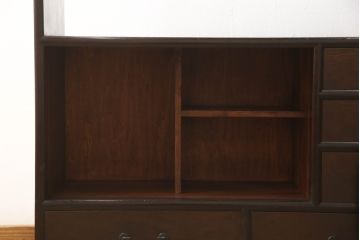 和製ビンテージ　松本民芸家具　M.C型　角手が目を引く和モダンの茶棚(茶タンス、茶箪笥、飾り棚、サイドボード、引き出し、収納棚、キャビネット、ヴィンテージ)(R-063426)