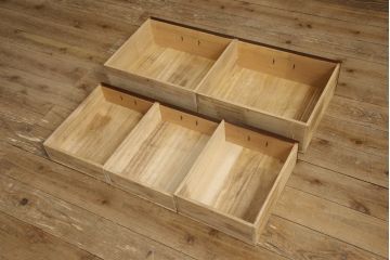 和製ビンテージ　松本民芸家具　M.C型　角手が目を引く和モダンの茶棚(茶タンス、茶箪笥、飾り棚、サイドボード、引き出し、収納棚、キャビネット、ヴィンテージ)(R-063426)