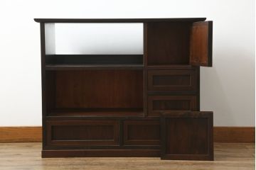 ヴィンテージ　松本民芸家具　絶版品!直線的なデザインが美しい戸棚(収納棚、サイドボード、ビンテージ)(R-063427)