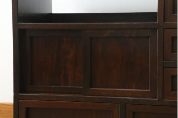 ヴィンテージ　松本民芸家具　絶版品!直線的なデザインが美しい戸棚(収納棚、サイドボード、ビンテージ)(R-063427)
