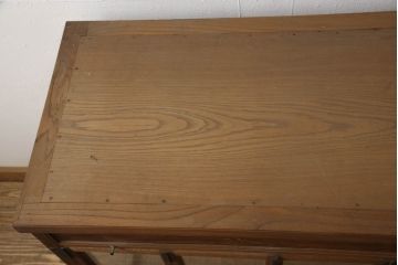 和製アンティーク　高級品　総欅(ケヤキ)材　金具や木肌が味わい深いガラスケース(ショーケース、飾り棚、陳列棚)(R-063428)