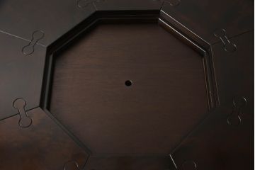 中古　星野民芸(星野民藝)　桜材　個性的なデザインが存在感を放つ八角炉(ダイニングテーブル、囲炉裏、2人掛け、4人掛け)(R-063432)
