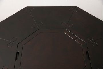 中古　星野民芸(星野民藝)　桜材　個性的なデザインが存在感を放つ八角炉(ダイニングテーブル、囲炉裏、2人掛け、4人掛け)(R-063432)