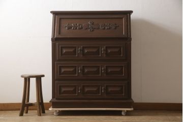 ビンテージ家具　DREXEL HERITAGE(ドレクセルヘリテイジ)　アメリカ輸入モデル　ESPERANTO(エスペラント)　品のある佇まいが魅力的なライティングビューロー(簿記机、在宅ワーク、在宅用ワークデスク、チェスト、ヴィンテージ)(R-063449)