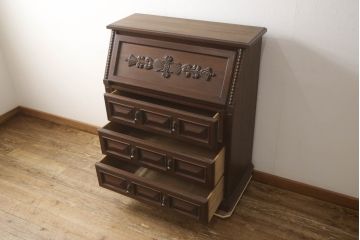 ビンテージ家具　DREXEL HERITAGE(ドレクセルヘリテイジ)　アメリカ輸入モデル　ESPERANTO(エスペラント)　品のある佇まいが魅力的なライティングビューロー(簿記机、在宅ワーク、在宅用ワークデスク、チェスト、ヴィンテージ)(R-063449)