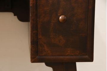 中古　美品　松本民芸家具　西洋アンティークのような雰囲気を感じさせる、丸型一面鏡のドレッサー(鏡台、ミラー)(定価約43万円)(R-063450)