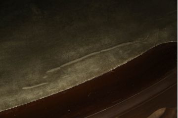 イギリスアンティーク　マホガニー材　クロウ&ボールの脚が風格を感じさせるハーフムーンキャビネット(ガラスケース、ショーケース、飾り棚、戸棚、収納棚、コンソールテーブル、半円)(R-063452)
