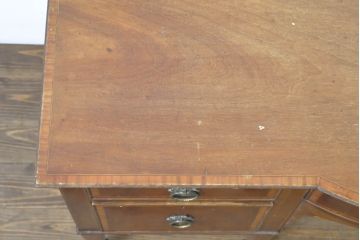 イギリスアンティーク ペイント仕上げ限定 曲線を描くデザインがエレガントなドレッサーサイドボード(両袖机、ニーホールデスク、ワークデスク、在宅ワーク用、在宅用、引き出し)(R-063456)