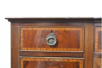 イギリスアンティーク ペイント仕上げ限定 曲線を描くデザインがエレガントなドレッサーサイドボード(両袖机、ニーホールデスク、ワークデスク、在宅ワーク用、在宅用、引き出し)(R-063456)