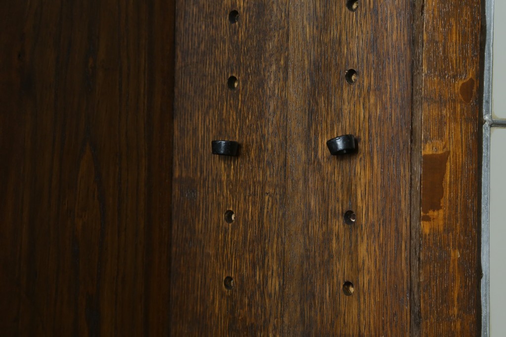 イギリスアンティーク　オーク材　ステンドグラス入りのビューローブックケース　(R-063457)