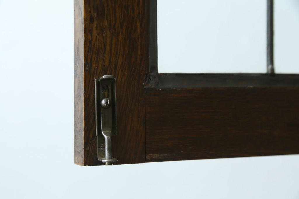 イギリスアンティーク　オーク材　ステンドグラス入りのビューローブックケース　(R-063457)