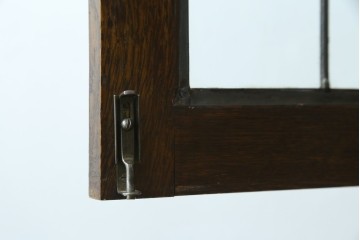 イギリスアンティーク　オーク材　ステンドグラス入りのビューローブックケース　(R-063457)