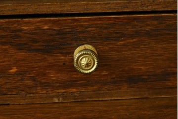 イギリスアンティーク　オーク材　ステンドグラス入りのビューローブックケース　(R-063457)