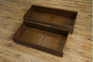 イギリスアンティーク　オーク材　ステンドグラス入りのビューローブックケース　(R-063457)