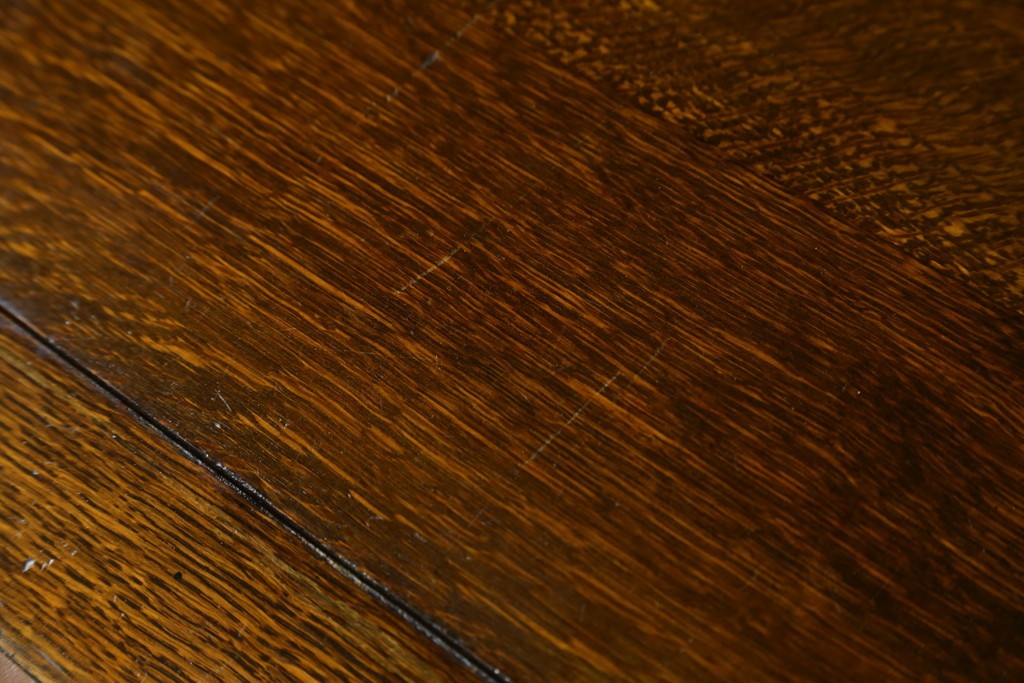 イギリスアンティーク　オーク材　ステンドグラス入りのビューローブックケース　(R-063457)