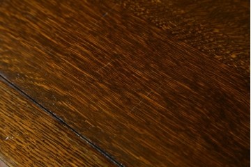 イギリスアンティーク　オーク材　ステンドグラス入りのビューローブックケース　(R-063457)