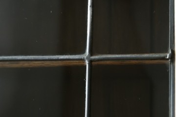 イギリスアンティーク　オーク材　ステンドグラス入りのビューローブックケース　(R-063457)