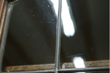 イギリスアンティーク　オーク材　ステンドグラス入りのビューローブックケース　(R-063457)