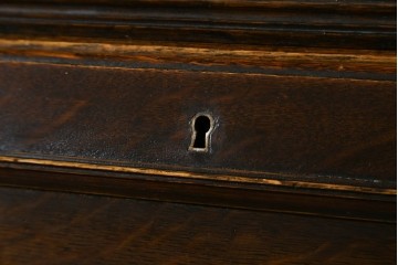 イギリスアンティーク　オーク材　ステンドグラス入りのビューローブックケース　(R-063457)