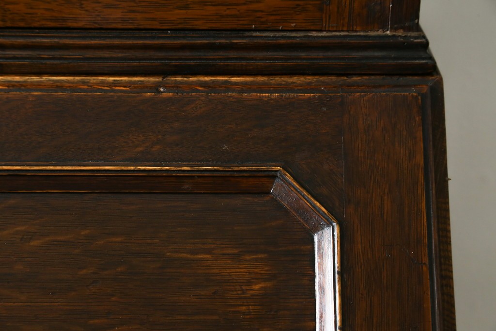 イギリスアンティーク　オーク材　ステンドグラス入りのビューローブックケース　(R-063457)