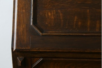 イギリスアンティーク　オーク材　ステンドグラス入りのビューローブックケース　(R-063457)