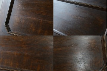 イギリスアンティーク　オーク材　ステンドグラス入りのビューローブックケース　(R-063457)