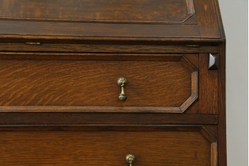 イギリスアンティーク　オーク材　ステンドグラス入りのビューローブックケース　(R-063457)