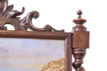 イギリスアンティーク　高級品　マホガニー材　ゴブラン織り　絵織物　凝ったデザインのパーテーション(ファイヤーガード、ファイヤースクリーン、衝立て、つい立て、仕切り)(R-063458)