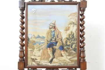イギリスアンティーク　高級品　マホガニー材　ゴブラン織り　絵織物　凝ったデザインのパーテーション(ファイヤーガード、ファイヤースクリーン、衝立て、つい立て、仕切り)(R-063458)