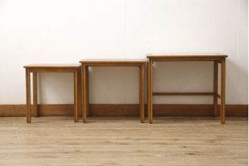 イギリスビンテージ　タイルトップが素朴な印象のネストテーブル(ローテーブル、サイドテーブル、コーヒーテーブル、ヴィンテージ)(R-063464)