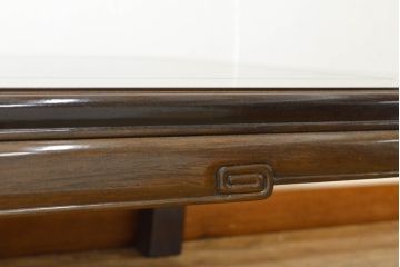 中古　美品　指物工芸家具　本紫檀　漆塗り　丸みを帯びた脚の形がおしゃれな座卓(ローテーブル、センターテーブル)(R-063467)