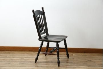 ビンテージ家具　松本民芸家具　クラシカルなダイニングづくりにぴったりの安川式スピンドルチェア(板座チェア、ダイニングチェア、椅子、ヴィンテージ)(R-063469)