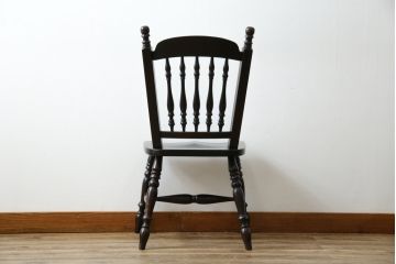 ビンテージ家具　松本民芸家具　クラシカルなダイニングづくりにぴったりの安川式スピンドルチェア(板座チェア、ダイニングチェア、椅子、ヴィンテージ)(R-063469)
