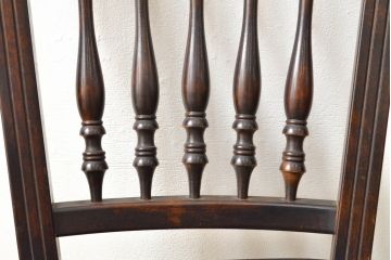 ビンテージ家具　松本民芸家具　クラシカルなダイニングづくりにぴったりの安川式スピンドルチェア2脚セット(板座チェア、ダイニングチェア、椅子、イス、ヴィンテージ)(R-063470)