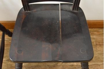 ビンテージ家具　松本民芸家具　クラシカルなダイニングづくりにぴったりの安川式スピンドルチェア2脚セット(板座チェア、ダイニングチェア、椅子、イス、ヴィンテージ)(R-063470)