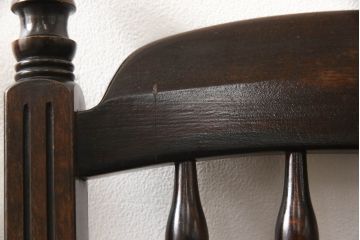 ビンテージ家具　松本民芸家具　クラシカルなダイニングづくりにぴったりの安川式スピンドルチェア2脚セット(板座チェア、ダイニングチェア、椅子、ヴィンテージ)(R-063471)