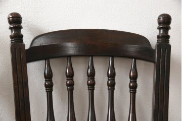 ビンテージ家具　松本民芸家具　クラシカルなダイニングづくりにぴったりの安川式スピンドルチェア2脚セット(板座チェア、ダイニングチェア、椅子、ヴィンテージ)(R-063471)