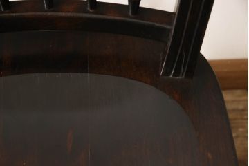 ビンテージ家具　松本民芸家具　クラシカルなダイニングづくりにぴったりの安川式スピンドルチェア2脚セット(板座チェア、ダイニングチェア、椅子、ヴィンテージ)(R-063471)