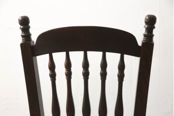 ビンテージ家具　松本民芸家具　クラシカルなダイニングづくりにぴったりの安川式スピンドルチェア2脚セット(板座チェア、ダイニングチェア、椅子、ヴィンテージ)(R-063471)