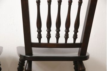 ビンテージ家具　松本民芸家具　クラシカルなダイニングづくりにぴったりの安川式スピンドルチェア2脚セット(板座チェア、ダイニングチェア、椅子、ヴィンテージ)(R-063471)