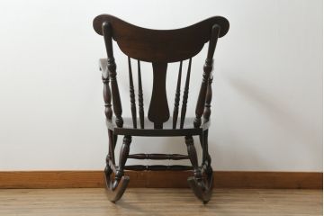 和製ビンテージ　松本民芸家具　くつろぎの時間におすすめの#39A型ロッキングチェア(ヴィンテージ、板座チェア、アームチェア、揺り椅子、イス)(定価約20万円)(R-063475)