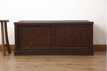 和製ビンテージ　花梨(カリン)材　アジアンテイストのお部屋づくりにおすすめのテレビ台(サイドボード、リビングボード、ローボード、戸棚、収納棚、ヴィンテージ)(R-063480)