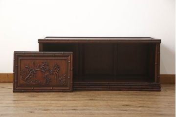和製ビンテージ　花梨(カリン)材　アジアンテイストのお部屋づくりにおすすめのテレビ台(サイドボード、リビングボード、ローボード、戸棚、収納棚、ヴィンテージ)(R-063480)