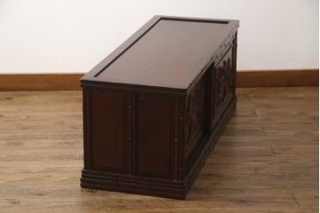 和製ビンテージ　花梨(カリン)材　アジアンテイストのお部屋づくりにおすすめのテレビ台(サイドボード、リビングボード、ローボード、戸棚、収納棚、ヴィンテージ)(R-063480)