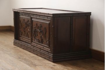 和製ビンテージ　花梨(カリン)材　アジアンテイストのお部屋づくりにおすすめのテレビ台(サイドボード、リビングボード、ローボード、戸棚、収納棚、ヴィンテージ)(R-063480)