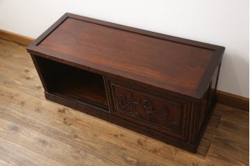 和製ビンテージ　花梨(カリン)材　アジアンテイストのお部屋づくりにおすすめのテレビ台(サイドボード、リビングボード、ローボード、戸棚、収納棚、ヴィンテージ)(R-063480)