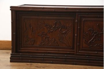 和製ビンテージ　花梨(カリン)材　アジアンテイストのお部屋づくりにおすすめのテレビ台(サイドボード、リビングボード、ローボード、戸棚、収納棚、ヴィンテージ)(R-063480)