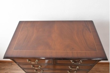 イギリスアンティーク　ウォールナット材　重厚な雰囲気漂うトールチェスト　(R-063486)